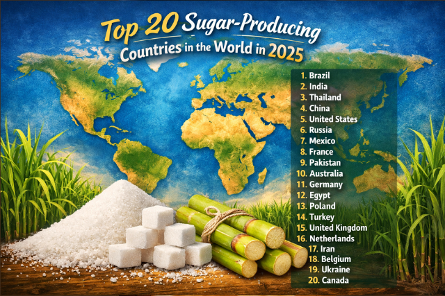 Top 20 Sugar-Producing Countries in the World in 2025