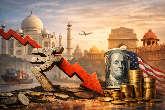 What factors are causing the Indian rupee to weaken against the US dollar in 2025?