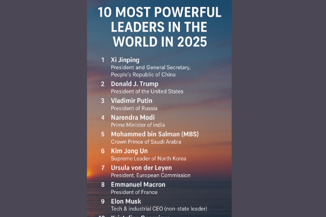 Who are the 10 most powerful leaders in the world in 2025?