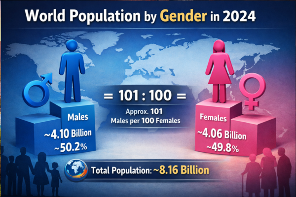 What is the World Population in 2024 by Gender?